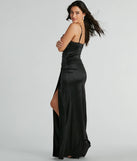 Whether it's the color or silhouette of the Lana Cowl Neck Mermaid Satin Glitter Formal Dress, this black bridesmaid dress is a gorgeous pick for a maid-of-honor or to create a bridal party look ready to celebrate!