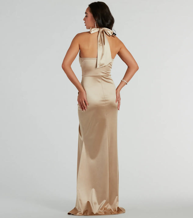 Kourtney Halter Mermaid Satin Formal Dress | Windsor Kourtney Halter Mermaid Satin Formal Dress | Windsor
