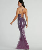Alaia Lace-Up Mermaid Ombre Sequin Formal Dress