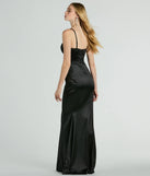 Celebrate in style with the Kaya Bustier Mesh Satin Mermaid Formal Dress, a black formal wedding guest dress featuring an elegant silhouette and luxe details, perfect for a black-tie celebration.