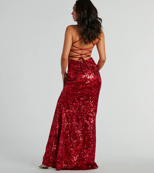Sheath Column Sequin Wine Red Strapless Prom Dress With Slit Sheath Column Sequin Wine Red Strapless Prom Dress With Slit