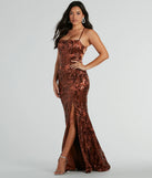 Own every entrance in the Marisol Lace-Up Column Sequin Satin Formal Dress, a brown party dress perfect for milestone birthdays and grad parties, or dancing through summer nights and unforgettable bachelorette celebrations.