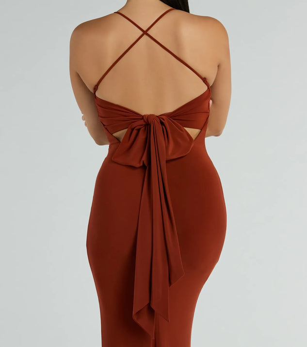 ashley sleeveless bow mermaid formal dress Ashley Sleeveless Bow Mermaid Formal Dress