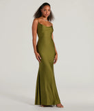 Revamp your 2025 wardrobe with this chic addition, the Virginia Cowl Neck Tie-Back Mermaid Formal Dress in olive green, perfect for elevating your style in the new year.