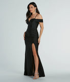 Step into Prom 2025 in a black prom dress, where unique Windsor accents and the standout Danielle Cold-Shoulder Ruched Knit Bodycon Dress style come together.