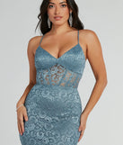 You'll be the best dressed in the Teresa Lace Up Corset Mermaid Lace Formal Dress as your summer formal dress with unique details from Windsor.