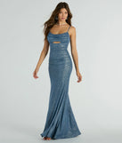 You'll be the best dressed in the Harley Sleeveless Cutout Mermaid Glitter Formal Dress as your summer formal dress with unique details from Windsor.