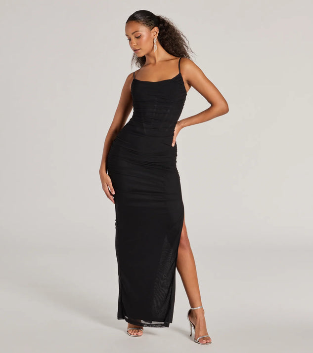 Gloria V Neck Lace Corset Slim Mesh Formal Dress Windsor