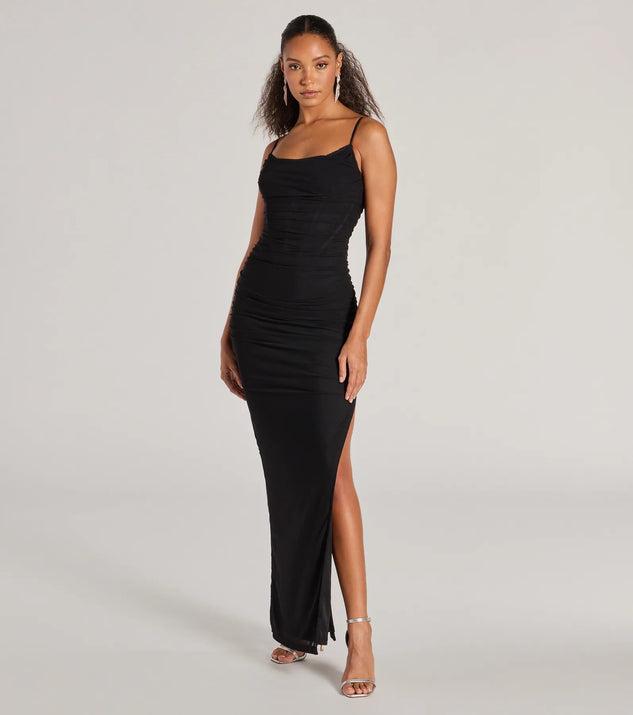 Gloria V Neck Lace Corset Slim Mesh Formal Dress Windsor