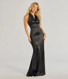 Revamp your 2025 wardrobe with this chic addition, the Aleah Formal Satin Halter Mermaid Dress in black, perfect for elevating your style in the new year.