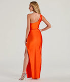 Revamp your 2025 wardrobe with this chic addition, the Avery One Shoulder Cutout Slim Formal Dress in orange, perfect for elevating your style in the new year.