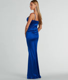 The elegant Jaiden Bustier Rhinestone Satin Formal Dress is a royal blue satin bridesmaid dress crafted with luxe fabric, ideal for modern weddings and traditional bridal parties.