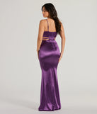 The Pricilla V-Neck Strappy Mermaid Satin Formal Dress is an elegant purple formal dress in a rich seasonal color and with unique design accents that make dressing up for winter parties, holiday balls, or festive gatherings effortless!
