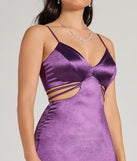 The Pricilla V-Neck Strappy Mermaid Satin Formal Dress is an elegant purple formal dress in a rich seasonal color and with unique design accents that make dressing up for winter parties, holiday balls, or festive gatherings effortless!
