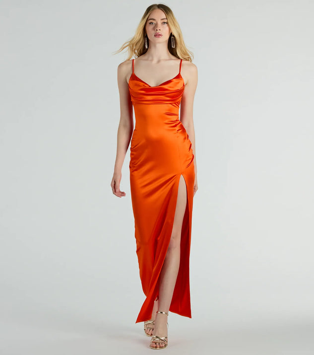 chinese dress ladies Laverne Formal Satin Lace-Up Column Dress
