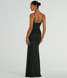 Step into Prom 2025 in a black prom dress, where unique Windsor accents and the standout Melinda V-Neck Slit Mermaid Glitter Formal Dress style come together.