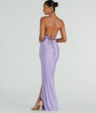 Revamp your 2025 wardrobe with this chic addition, the Natalie Cowl Neck Lace Up Slit Formal Dress in lavender, perfect for elevating your style in the new year.