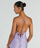 Revamp your 2025 wardrobe with this chic addition, the Natalie Cowl Neck Lace Up Slit Formal Dress in lavender, perfect for elevating your style in the new year.