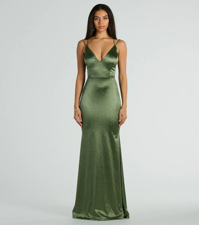 Macy Lace Up Slim Glitter Satin Formal Dress | Windsor Macy Lace Up Slim Glitter Satin Formal Dress | Windsor
