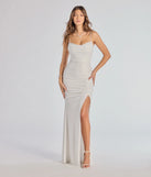 Darana Metallic High-Slit Mermaid Dress