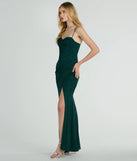 Whether it's the color or silhouette of the Daleyza Bustier Slit Glitter Mermaid Formal Dress, this hunter bridesmaid dress is a gorgeous pick for a maid-of-honor or to create a bridal party look ready to celebrate!