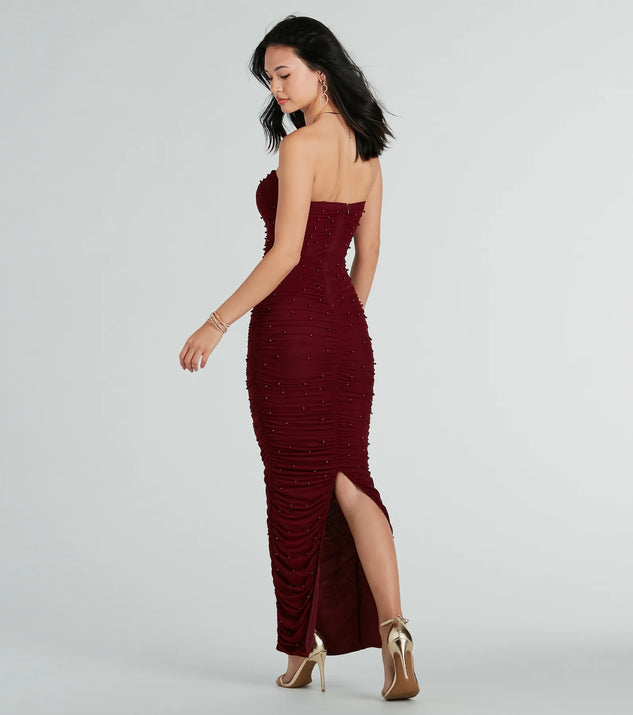 Caterina Formal Strapless Faux Pearl Long Dress | Windsor Caterina Formal Strapless Faux Pearl Long Dress | Windsor
