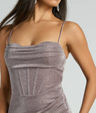 Make a bold statement in the Athena Corset Mermaid Glitter Formal Dress in lavender, the perfect spring dress for weddings, cocktail hours, nights out, and/or seasonal celebrations.