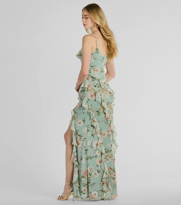 Helga V-Neck Ruffled Mermaid Floral Formal Dress | Windsor Helga V-Neck Ruffled Mermaid Floral Formal Dress | Windsor