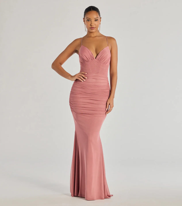Lexi Formal Mesh Lace-Up Mermaid Long Dress | Windsor Lexi Formal Mesh Lace-Up Mermaid Long Dress | Windsor