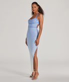 Shine bright in the Nia Beaded Ombre Mesh High Slit Formal Dress, a glamorous light sequin dress that captures the light beautifully, ideal for an NYE party dress, wedding guest dress, or military ball gown.