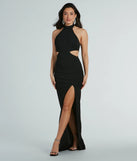 Make a bold statement in the Avalynn Halter Cutout Crepe Formal Dress in black, the perfect summer dress for weddings, cocktail hours, nights out, and/or seasonal celebrations.
