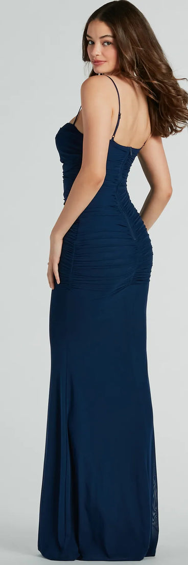 Kaitlyn Cowl Neck Mermaid Mesh Formal Dress