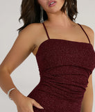 Make a bold statement in the Wendy Sleeveless Mermaid Glitter Formal Dress in wine, the perfect spring dress for weddings, cocktail hours, nights out, and/or seasonal celebrations.