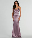 Melanie Sleeveless Lace-Up Glitter Satin Formal Dress