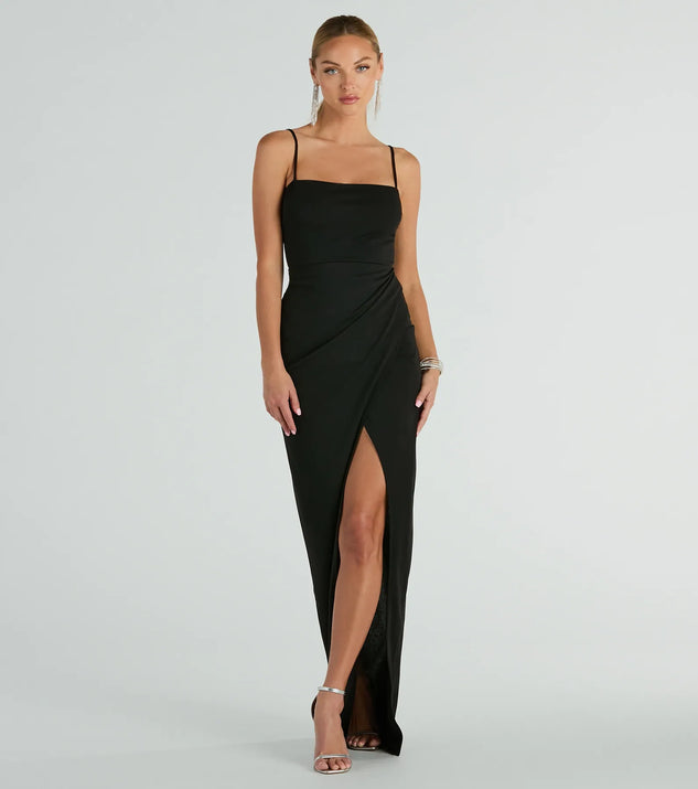 You'll be the best dressed in the Christie Sleeveless Slim Crepe Formal Dress as your summer formal dress with unique details from Windsor.
