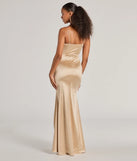 Revamp your 2025 wardrobe with this chic addition, the Jazmine Cowl Neck Slit A-Line Satin Formal Dress in taupe, perfect for elevating your style in the new year.
