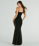 You'll be the best dressed in the Penelope V-Neck Lace Striped Mermaid Formal Dress as your summer formal dress with unique details from Windsor.