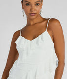 You'll feel stylish and confident in the Aimee V-Neck Ruffle Slim Lace Formal Dress as your Winter Formal Dress to stand out at your dance or event.