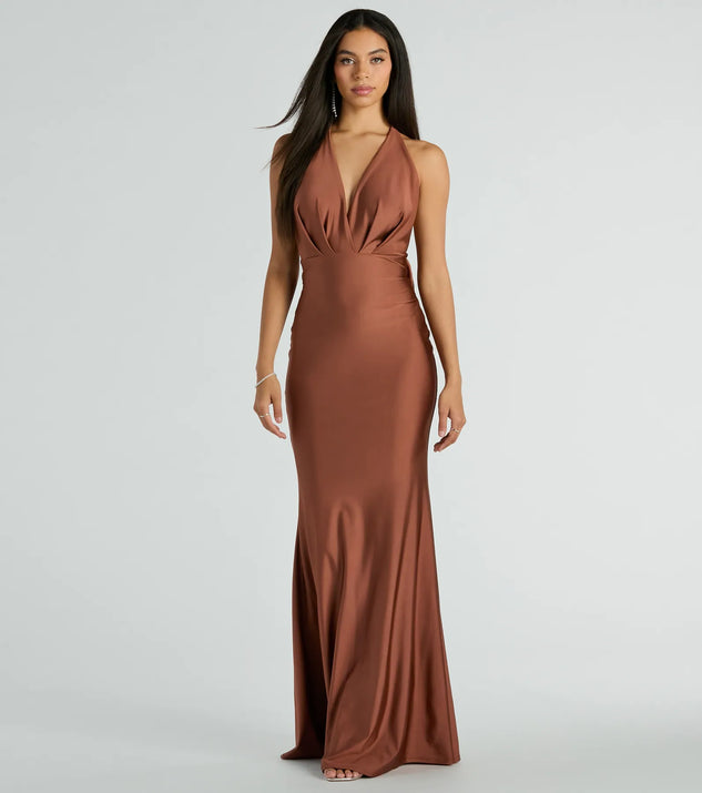 Dallas V-Neck Halter Open Back Mermaid Formal Dress | Windsor