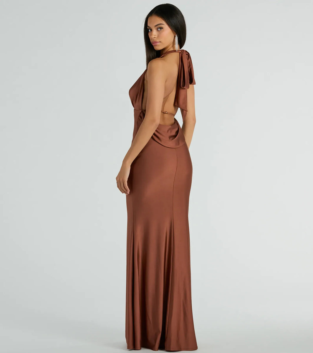 Excellent Long Mermaid Halter Open Back Black Prom Dress