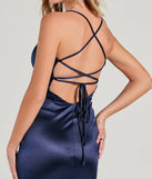 Whether it's the color or silhouette of the Emmie Lace-Up Mermaid Satin Formal Dress, this navy bridesmaid dress is a gorgeous pick for a maid-of-honor or to create a bridal party look ready to celebrate!