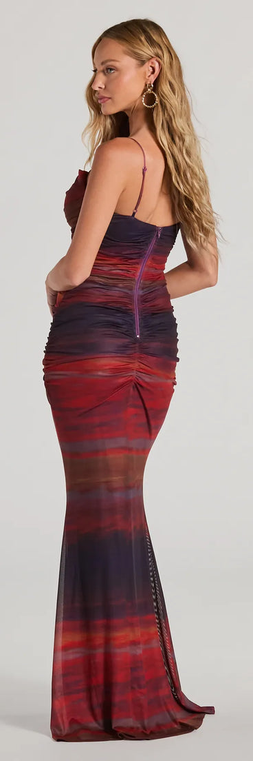 Revamp your 2025 wardrobe with this chic addition, the Liv Cowl Neck Abstract Mermaid Formal Dress in red, perfect for elevating your style in the new year.