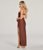 Revamp your 2025 wardrobe with this chic addition, the Arianna Sleeveless Cutout Long Slim Formal Dress in brown, perfect for elevating your style in the new year.