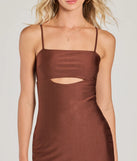 Make a bold statement in the Arianna Sleeveless Cutout Long Slim Formal Dress in brown, the perfect spring dress for weddings, cocktail hours, nights out, and/or seasonal celebrations.