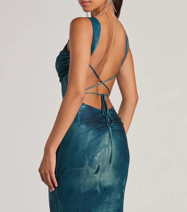 Estelle Lace-Up Abstract Mermaid Formal Dress | Windsor Estelle Lace-Up Abstract Mermaid Formal Dress | Windsor