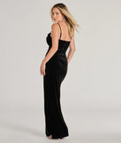 Celebrate in style with the Viviane Beaded Applique Slim Velvet Formal Dress, a black formal wedding guest dress featuring an elegant silhouette and luxe details, perfect for a black-tie celebration.