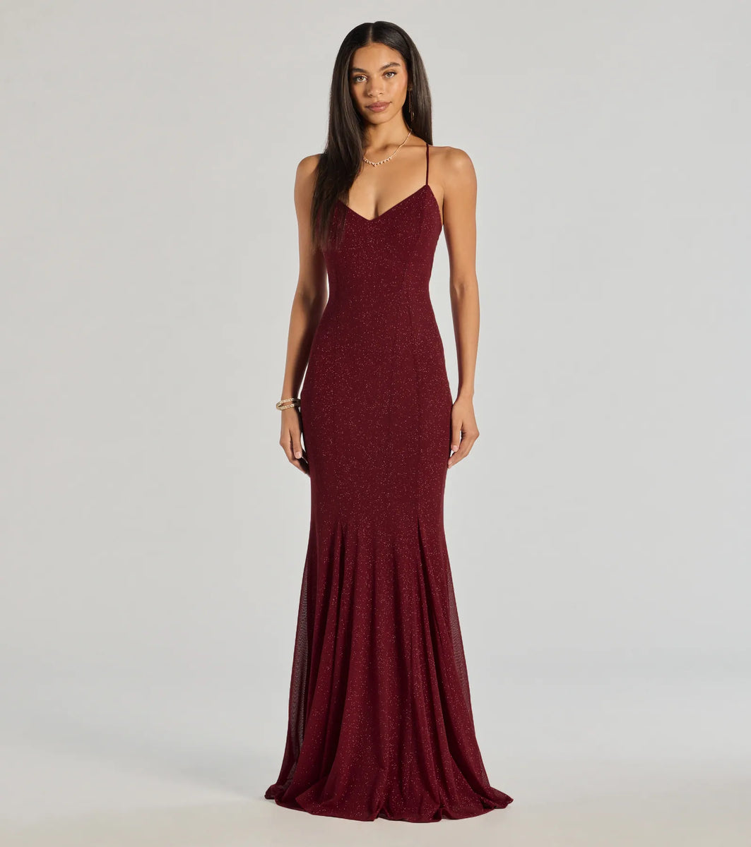 Sam Trapp Sam Strappy Open Back Glitter Mermaid Dress & Windsor