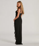 The Megan Sweetheart Lace Ruffle Crepe Slim Formal Dress as your wedding guest dress with a stylish neckline and/or sleeves and elevated details on the back and front will make you the best dressed at any event!