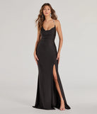 Turn heads at Prom 2025 in this black prom dress, where statement-making details meet the iconic style of the Autumn Asymmetrical Cowl Neck High Slit Mermaid Dress .