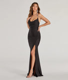 Whether it's the color or silhouette of the Autumn Asymmetrical Cowl Neck High Slit Mermaid Dress, this black bridesmaid dress is a gorgeous pick for a maid-of-honor or to create a bridal party look ready to celebrate!